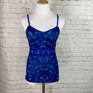 Alo Blue Kaleidoscope V neck Tank top